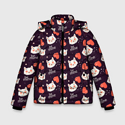 Зимняя куртка для мальчика Паттерн котика на темном фоне