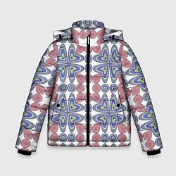 Куртка зимняя для мальчика Мозаика, абстрактные сердечки, цвет: 3D-светло-серый