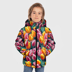 Куртка зимняя для мальчика Роскошные тюльпаны, цвет: 3D-светло-серый — фото 2
