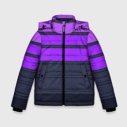 Зимняя куртка для мальчика Полосатый узор в серых и фиолетовых тонах