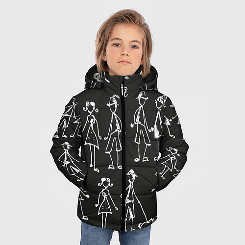 Зимняя куртка для мальчика Черно-белые люди / 3D-Черный – фото 3