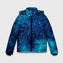 Зимняя куртка для мальчика Градиент голубой и синий текстурный с блестками