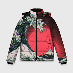 Куртка зимняя для мальчика Японская волна в красном цвете, цвет: 3D-светло-серый