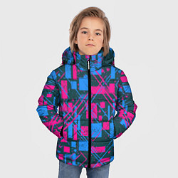 Куртка зимняя для мальчика Геометрическая абстракция из квадратов и прямоугол, цвет: 3D-черный — фото 2