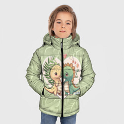 Куртка зимняя для мальчика Мистер Влюбленный динозавр, цвет: 3D-светло-серый — фото 2