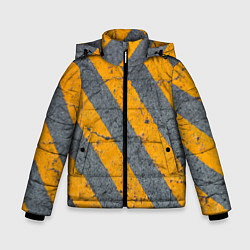 Куртка зимняя для мальчика Желтые полосы на бетоне, цвет: 3D-светло-серый