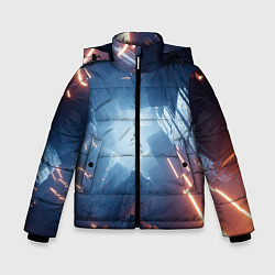 Зимняя куртка для мальчика Множество неоновых блоков во тьме и туман