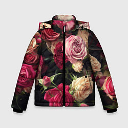 Куртка зимняя для мальчика Нежные кустовые розы, цвет: 3D-красный