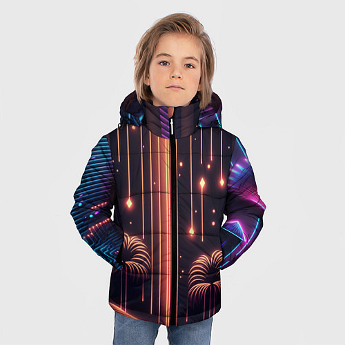 Зимняя куртка для мальчика Неоновый тропический дождь / 3D-Черный – фото 3