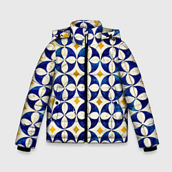 Зимняя куртка для мальчика Бело-синяя лепестковая текстура