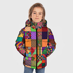 Куртка зимняя для мальчика Разноцветные лоскуты от нейросети, цвет: 3D-светло-серый — фото 2