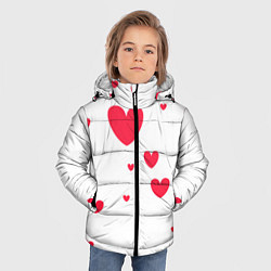Куртка зимняя для мальчика Много красных сердец, цвет: 3D-светло-серый — фото 2