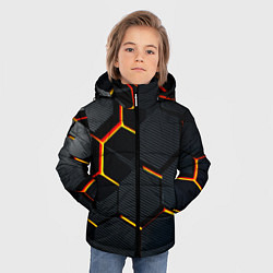 Куртка зимняя для мальчика Плиты стиль соты киберпанк, цвет: 3D-светло-серый — фото 2
