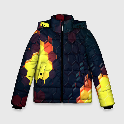 Зимняя куртка для мальчика Оранжевый питон / 3D-Светло-серый – фото 1