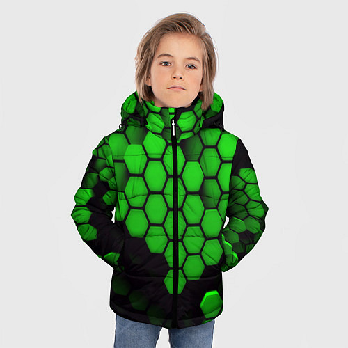 Зимняя куртка для мальчика Майнкрафт текстура / 3D-Черный – фото 3