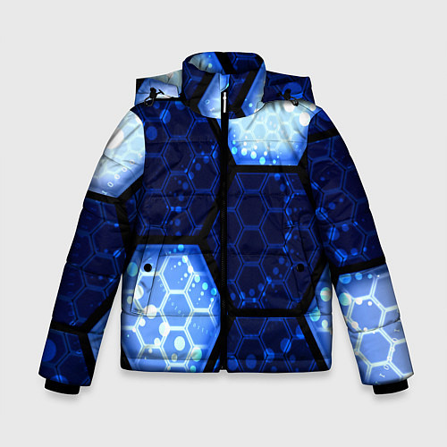 Зимняя куртка для мальчика Магическая броня соты из игры ведьмак / 3D-Светло-серый – фото 1