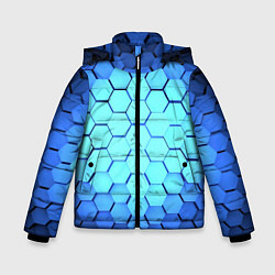 Зимняя куртка для мальчика Голубые соты шейповая абстракция