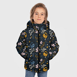 Куртка зимняя для мальчика Растительный паттерн с котиками, цвет: 3D-светло-серый — фото 2