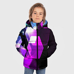 Куртка зимняя для мальчика Неоновая нейросеть соты, цвет: 3D-черный — фото 2
