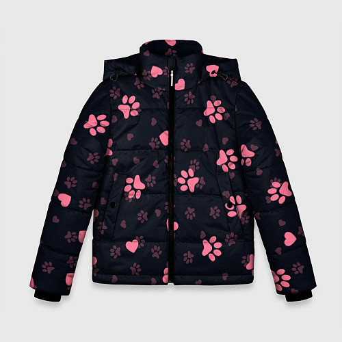 Зимняя куртка для мальчика Лапки котиков / 3D-Светло-серый – фото 1