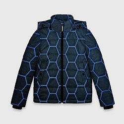 Куртка зимняя для мальчика Abstraction линии соты, цвет: 3D-черный