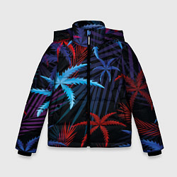 Куртка зимняя для мальчика Листья пальмы, цвет: 3D-черный