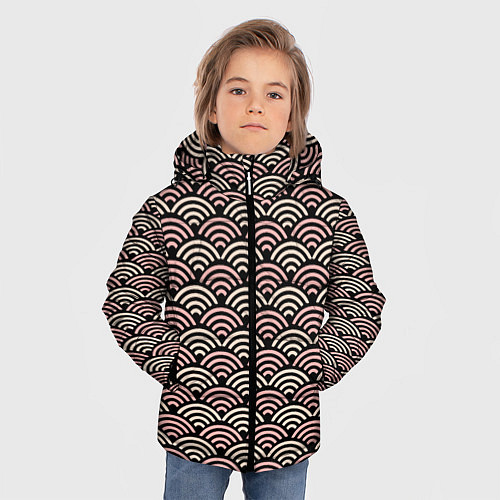 Зимняя куртка для мальчика Японский розовый паттерн / 3D-Красный – фото 3