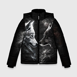 Куртка зимняя для мальчика Пара волков - белый и черный, цвет: 3D-черный