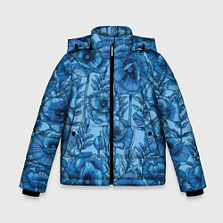 Зимняя куртка для мальчика Синие цветы