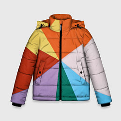 Куртка зимняя для мальчика Разноцветные пересекающиеся треугольники, цвет: 3D-светло-серый