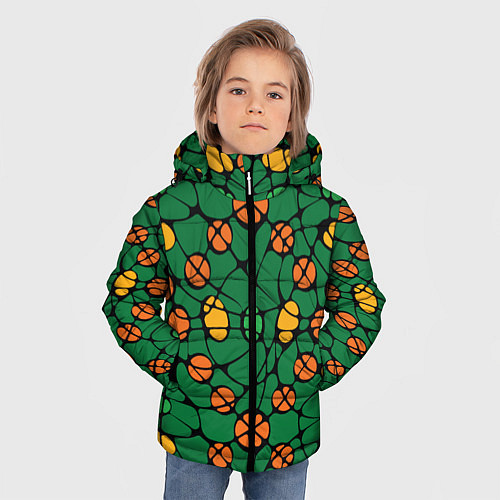 Зимняя куртка для мальчика Контрастный абстрактный узор / 3D-Черный – фото 3