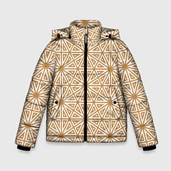 Куртка зимняя для мальчика Абстрактный лучевой золотистый паттерн, цвет: 3D-черный