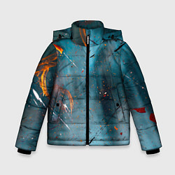 Куртка зимняя для мальчика Абстрактный синий туман, силуэты и краски, цвет: 3D-черный