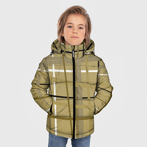 Зимняя куртка для мальчика Светлый квадрат / 3D-Черный – фото 3