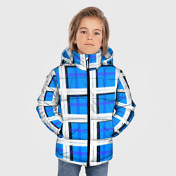 Куртка зимняя для мальчика Синяя клетка, цвет: 3D-светло-серый — фото 2
