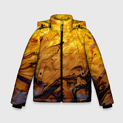 Куртка зимняя для мальчика Абстрактное жидкое золото, цвет: 3D-черный