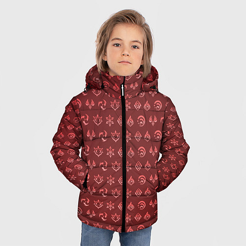 Зимняя куртка для мальчика Паттерн элементали под пиро / 3D-Черный – фото 3