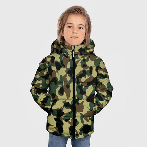 Зимняя куртка для мальчика Военный камуфляж / 3D-Красный – фото 3