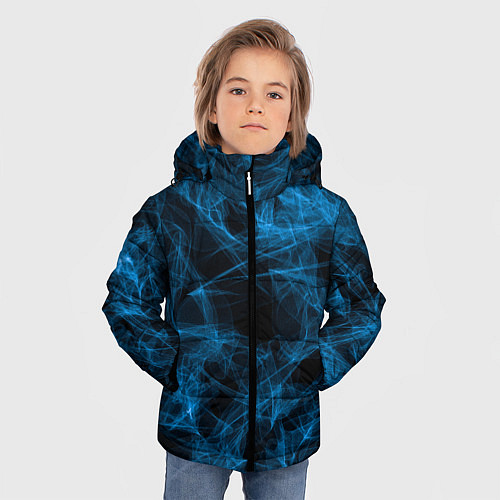 Зимняя куртка для мальчика Синий дым текстура / 3D-Черный – фото 3