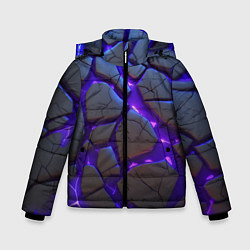 Куртка зимняя для мальчика Неоновые трещины - яркая лава, цвет: 3D-светло-серый