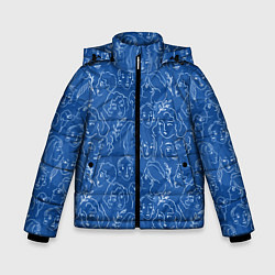 Зимняя куртка для мальчика Женские лица на джинсовом синем