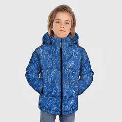 Куртка зимняя для мальчика Женские лица на джинсовом синем, цвет: 3D-черный — фото 2
