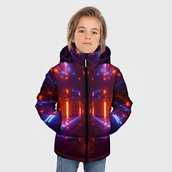 Куртка зимняя для мальчика Неоновые разнообразные абстрактные лучи, цвет: 3D-светло-серый — фото 2