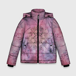 Куртка зимняя для мальчика Мандала гармонии, фиолетовая, космос, цвет: 3D-светло-серый