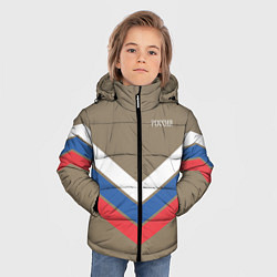 Куртка зимняя для мальчика Триколор - три полосы на песочном, цвет: 3D-черный — фото 2