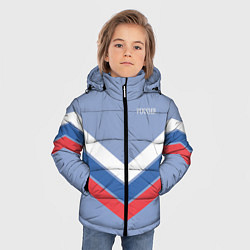 Куртка зимняя для мальчика Триколор - три полоски на голубом, цвет: 3D-черный — фото 2