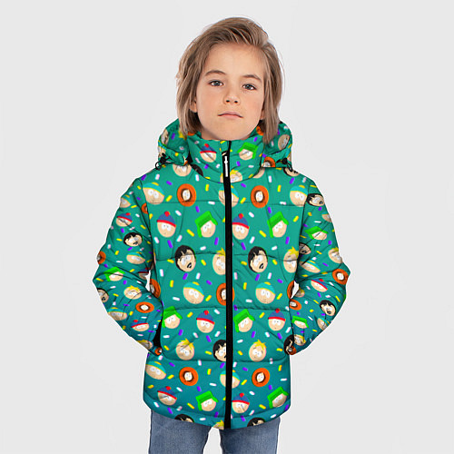 Зимняя куртка для мальчика Южный Парк - паттерн персонажи / 3D-Черный – фото 3