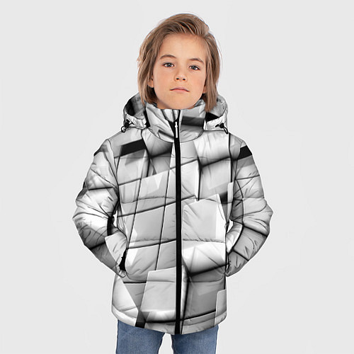 Зимняя куртка для мальчика Кубы серые выпуклые / 3D-Черный – фото 3