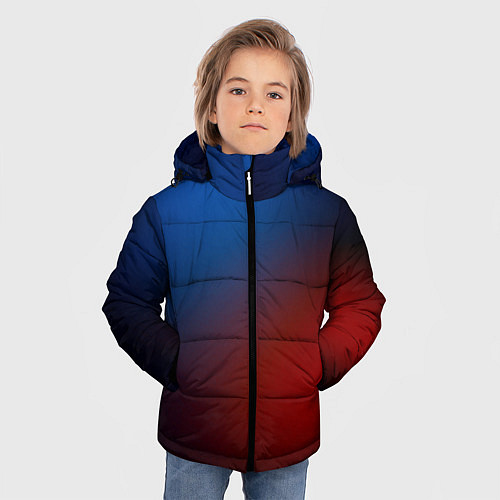Зимняя куртка для мальчика Красно синий градиент / 3D-Черный – фото 3