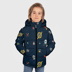 Куртка зимняя для мальчика Паттерн - галактика, цвет: 3D-светло-серый — фото 2